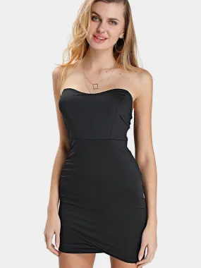 Wholesale Black Off The Shoulder Sleeveless Plain Backless Mini Dress