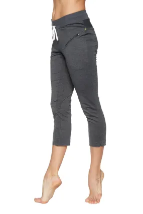 Women's 4/5 Length Zipper Pocket Capri Yoga Pant (Charcoal)