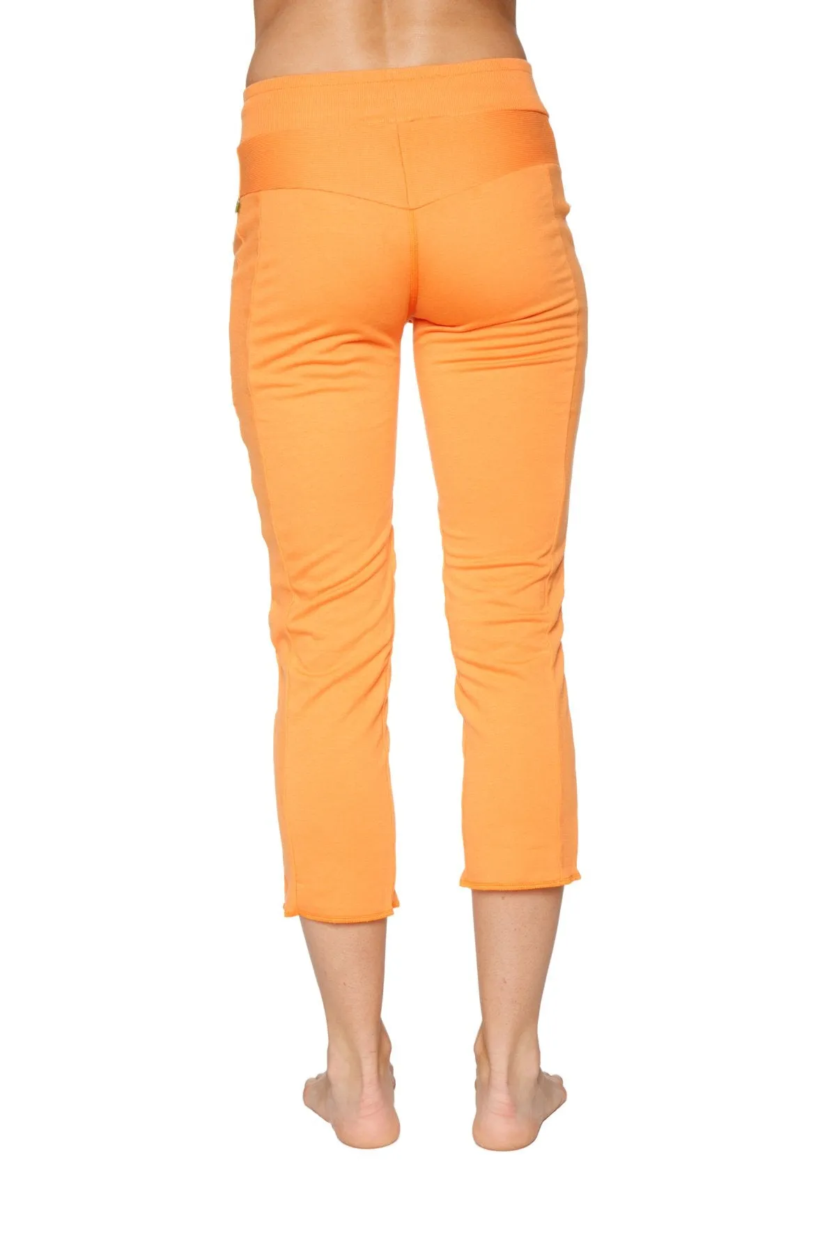 Women's 4/5 Length Zipper Pocket Capri Yoga Pant (Sun Orange)