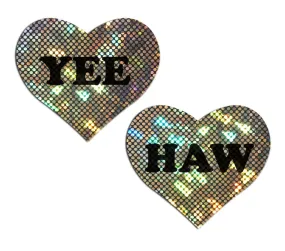 'YEE HAW' Black on Gold Glitter Heart